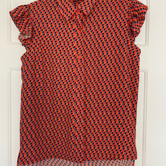 Juicy Couture Black Label printed fbutton up top with waist wrap/tie/bow medium - Picture 3 of 8